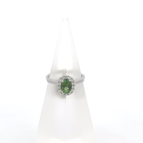 TOURM25 - 18KT WG Green Oval Tourmaline Ring