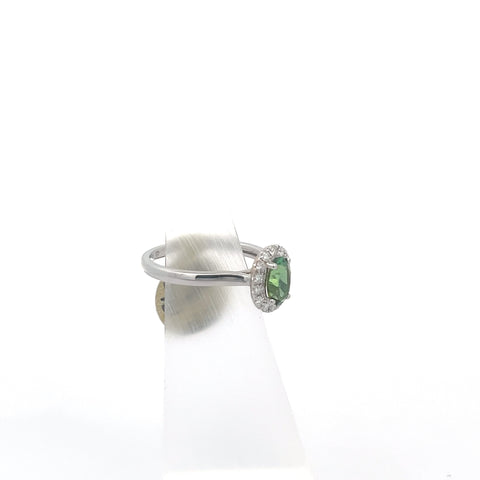 TOURM25 - 18KT WG Green Oval Tourmaline Ring