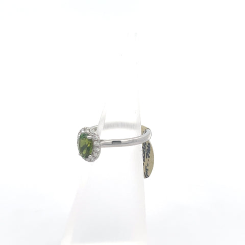 TOURM25 - 18KT WG Green Oval Tourmaline Ring