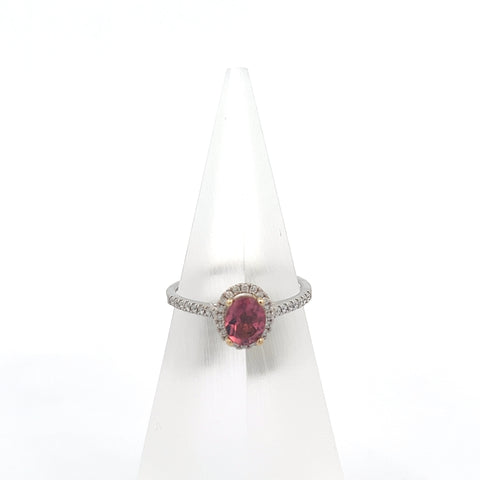 TOURM33 - 18KT WG/YG Pink Oval Tourmaline Ring