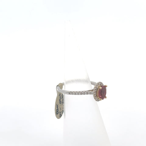 TOURM33 - 18KT WG/YG Pink Oval Tourmaline Ring