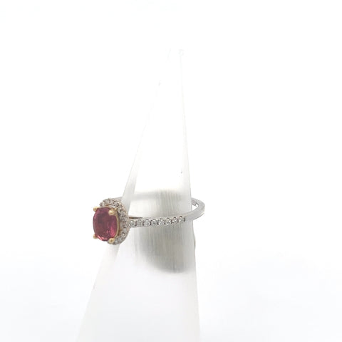 TOURM33 - 18KT WG/YG Pink Oval Tourmaline Ring