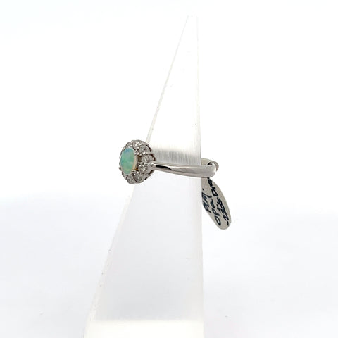OPAL2 - Platinum Oval Opal and Diamond Ring