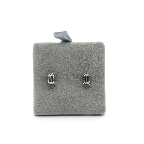 18kt WG Emerald Cut Diamond Earrings