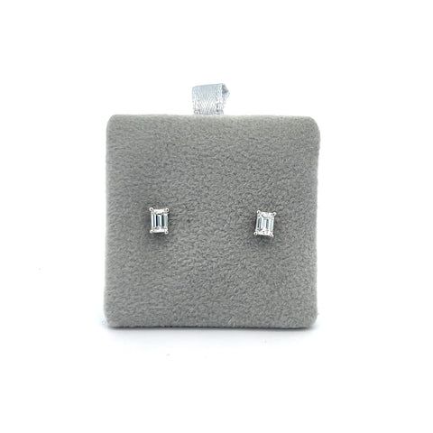 18kt WG Emerald Cut Diamond Stud Earrings