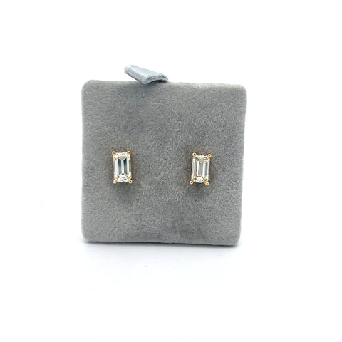 18KT YG Emerald Cut Diamond Earrings 1.11cts