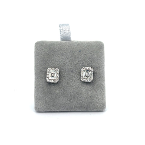 18kt WG Emerald cut Diamond Stud Earrings