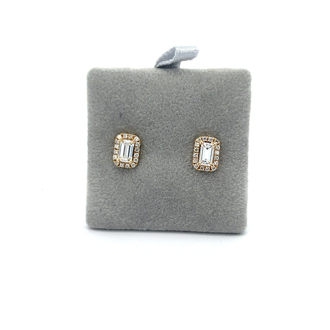 18kt YG Emerald Diamond Halo Earrings