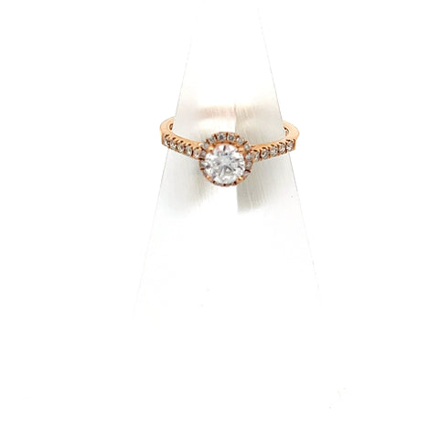40037 - 18KT RG Round Diamond Halo Ring