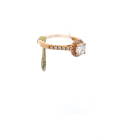 40037 - 18KT RG Round Diamond Halo Ring