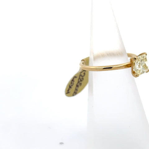 40341 - 18KT YG Natural Fancy Yellow Princess Diamond Ring