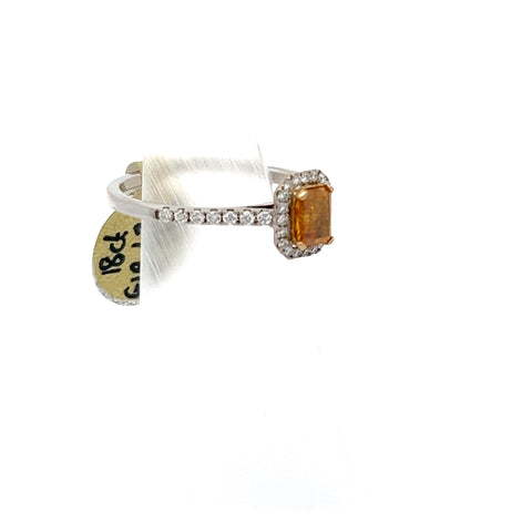 40326 - 18KT WG/YG Radiant Natural Fancy Vivid Orange Yellow Diamond Ring