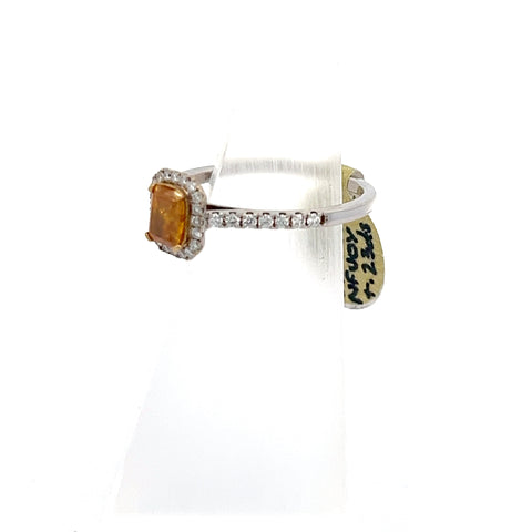 40326 - 18KT WG/YG Radiant Natural Fancy Vivid Orange Yellow Diamond Ring