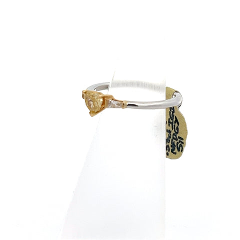 40296 - 18KT WG/YG Heart Natural Fancy Deep Green Yellow Diamond Ring