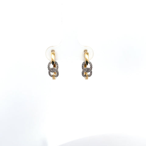 18KT YG / WG Diamond Hoop Earrings