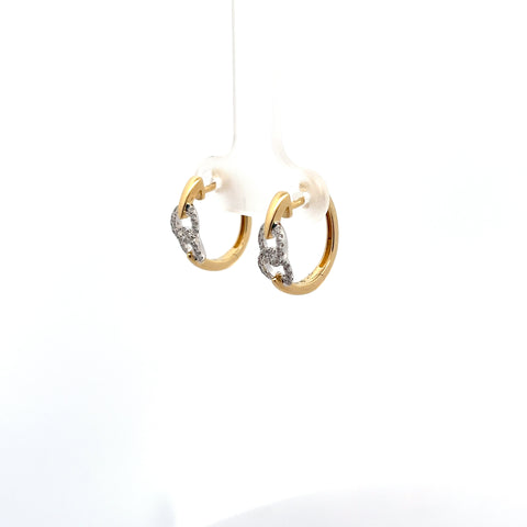 18KT YG / WG Diamond Hoop Earrings