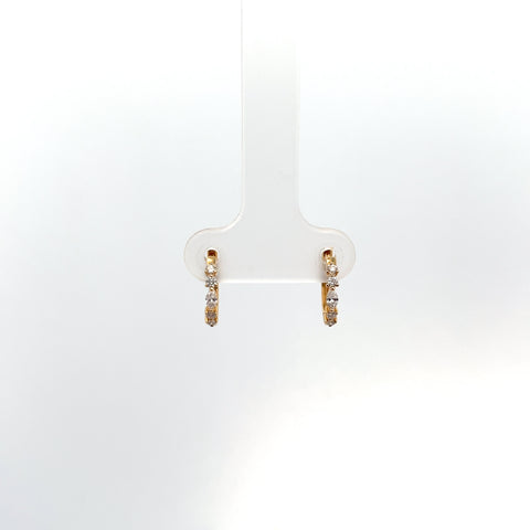18KT YG Round and Marquise Diamond Gold Hoop Earrings