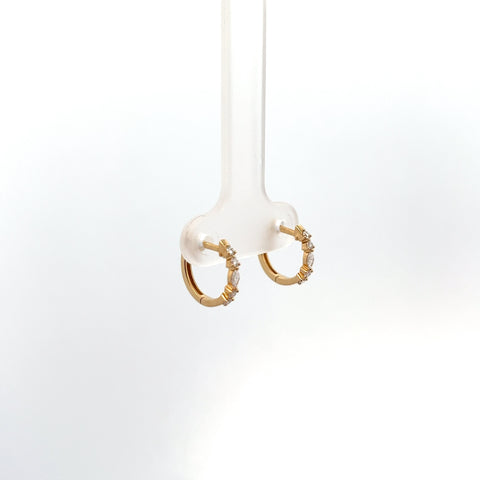 18KT YG Round and Marquise Diamond Gold Hoop Earrings