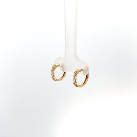 18KT YG Round and Marquise Diamond Gold Hoop Earrings