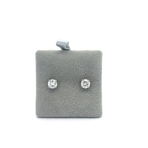 Platinum Round Diamond Stud Earrings 0.75cts
