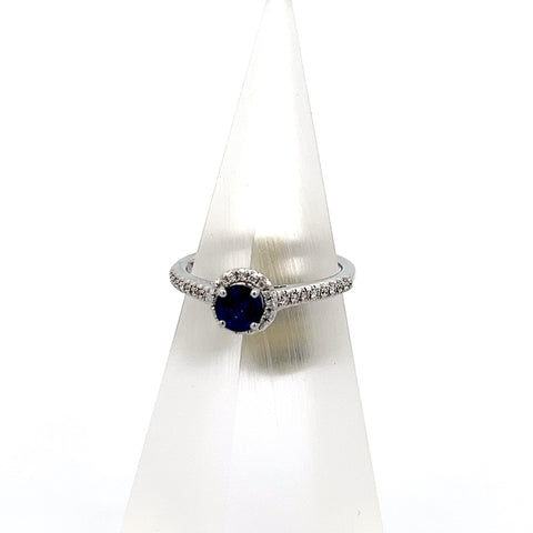 S0100 - 18kt WG Round Sapphire and Diamond Ring