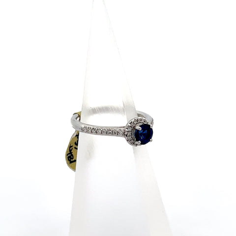 S0100 - 18kt WG Round Sapphire and Diamond Ring