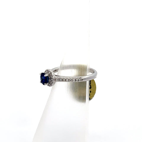 S0100 - 18kt WG Round Sapphire and Diamond Ring