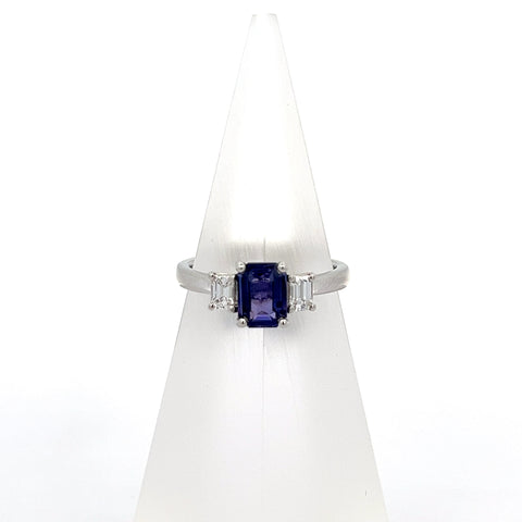 PS0145 - Platinum Purple Sapphire and Diamond Ring