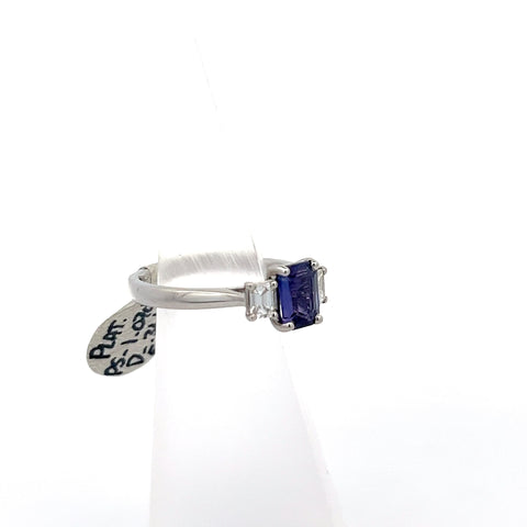 PS0145 - Platinum Purple Sapphire and Diamond Ring