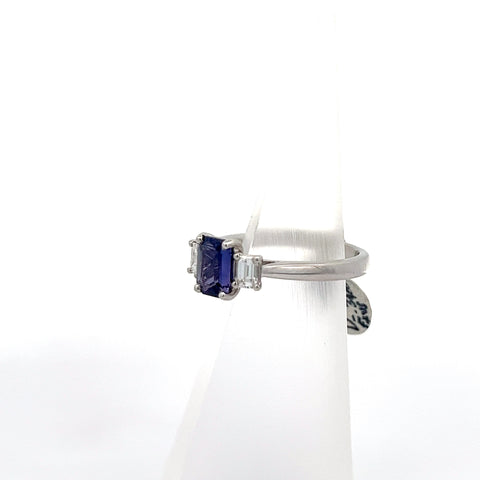 PS0145 - Platinum Purple Sapphire and Diamond Ring