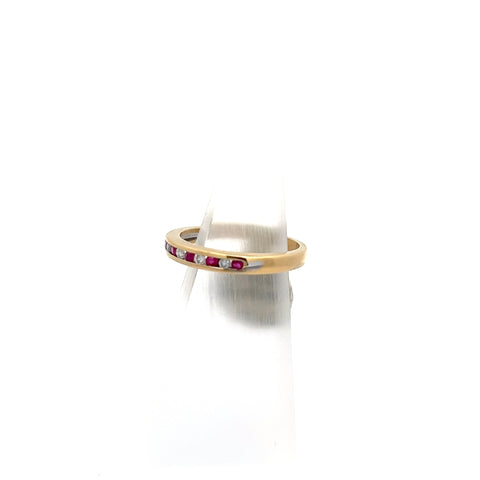 R0108 - 18kt YG Ruby and Diamond Alternating Ring