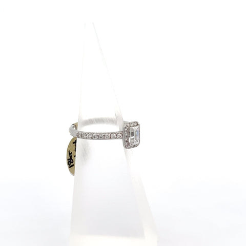 40476 - 18kt WG Emerald Cut Diamond Halo Ring