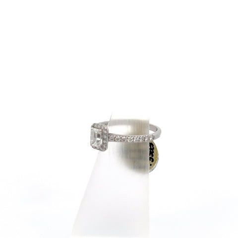40476 - 18kt WG Emerald Cut Diamond Halo Ring