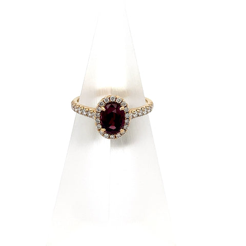 SPIN5 - 18kt YG Oval Deep Purple Spinel Ring