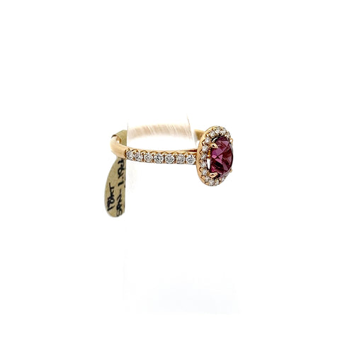 SPIN5 - 18kt YG Oval Deep Purple Spinel Ring