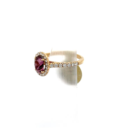SPIN5 - 18kt YG Oval Deep Purple Spinel Ring