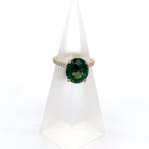 TOURM39 - 18kt YG Oval Tourmaline Hidden Halo Ring