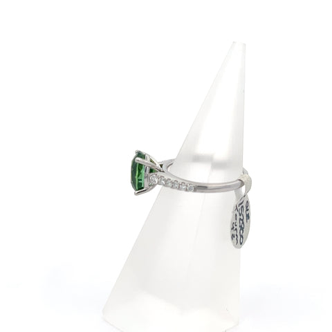 TOURM42 - Platinum Oval Green Tourmaline Ring
