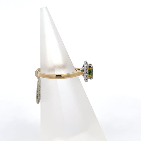 YS0187 - 18kt YG Oval Yellow Sapphire Halo Ring