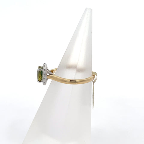 YS0187 - 18kt YG Oval Yellow Sapphire Halo Ring