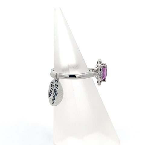 PS0185 - Platinum Oval Pink Sapphire Halo Ring