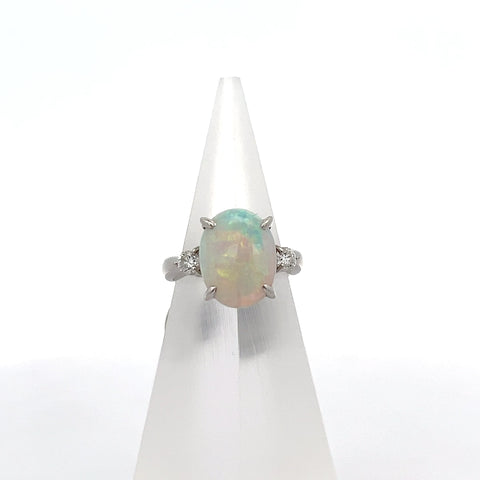 OPAL3 - Platinum Opal and Diamond Ring