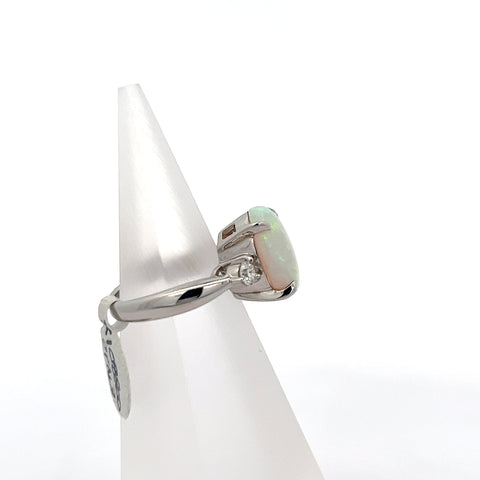 OPAL3 - Platinum Opal and Diamond Ring