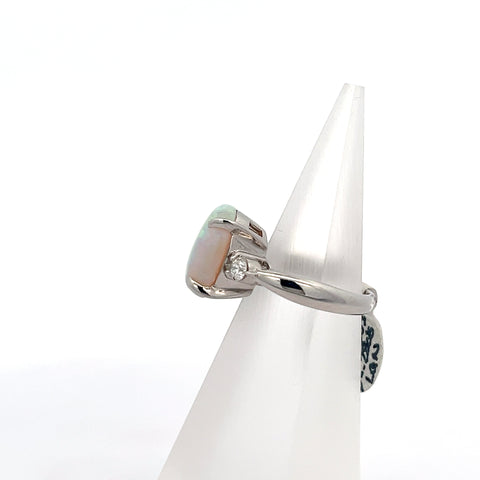 OPAL3 - Platinum Opal and Diamond Ring