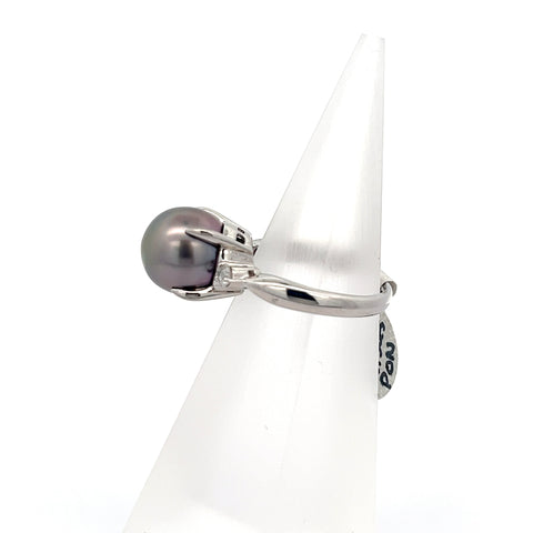 PRL2 - Platinum Tahitian Pearl and Diamond Ring