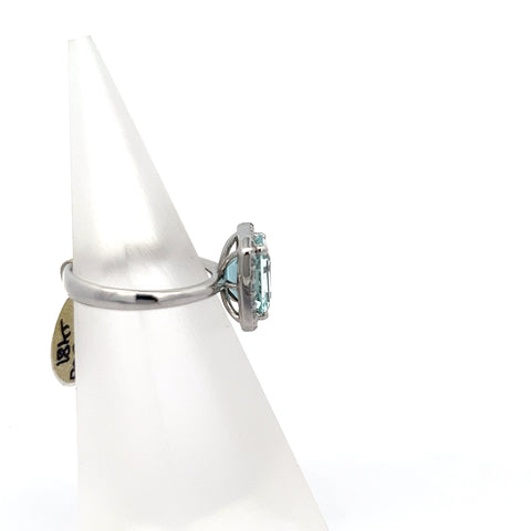AQUA28 - 18KT WG Octagonal Aquamarine Halo Ring