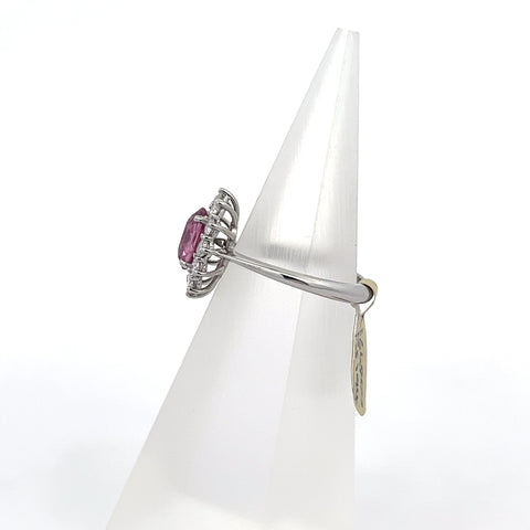 PS0194 - 18KT WG Pink Oval Sapphire Cluster Ring