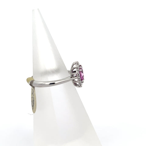PS0192 - 18KT WG Pink Cushion Sapphire Cluster Ring