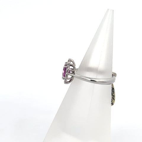 PS0192 - 18KT WG Pink Cushion Sapphire Cluster Ring