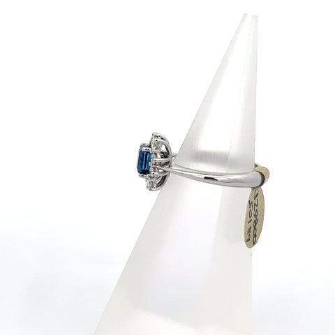 S0189 - 18KT WG Blue Octagonal Sapphire Cluster Ring